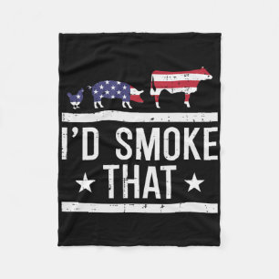 ID Grill dat kippenvarken Koe US Flag BBQ barbecue Fleece Deken