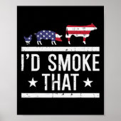ID Grill dat kippenvarken Koe US Flag BBQ barbecue Poster (Voorkant)