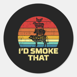 ID Grill die retro BBQ barbecuegrill vlees liefheb Ronde Sticker