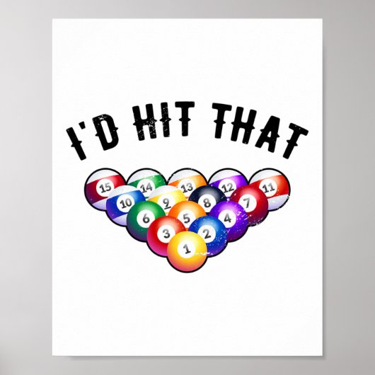 ID Hit dat Billard Player Pool Billard Snooker Po Poster (Voorkant)