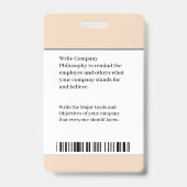 ID Identificatiebalk Code werknemer Aangepast medi Badge (Achterkant)
