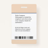 ID Identificatiebalk Code werknemer Aangepast medi Badge (Achterkant)