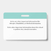 ID Identificatiekaart School Student Streepjescode Badge (Achterkant)