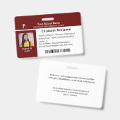 ID-identificatiekaart Student Child Kinder School Badge (Voor- en achterkant)