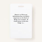 ID-identificatiekaart Werknemer Aangepaste Logo Badge (Achterkant)