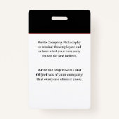 ID Identificatiekaart Werknemer Foto Aangepast Badge (Achterkant)