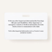 ID-identificatiekaarten Kinder onderliggend kind A Badge (Achterkant)