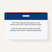 ID-identificatiemiddel voor kinderfoto Kaart op ma Badge (Achterkant)