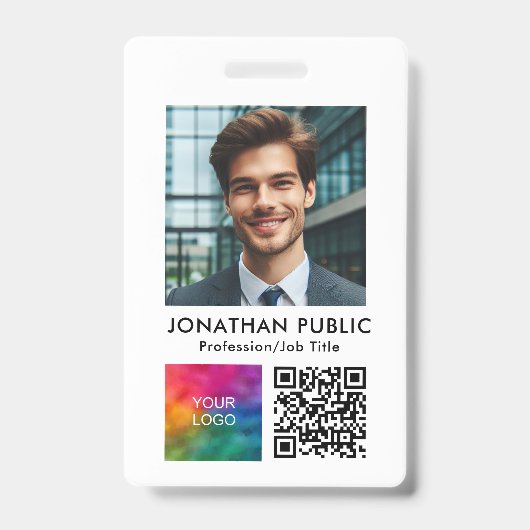 ID Kaart Medewerker Fotobedrijf Logo QR Code Badge (Voorzijde)