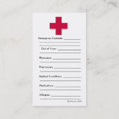 ID-kaart voor noodgevallen Visitekaartje (Achterkant)