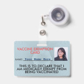 ID-kaart voor Vaccinvrijstelling Badge (Voorkant met intrekbare clip)