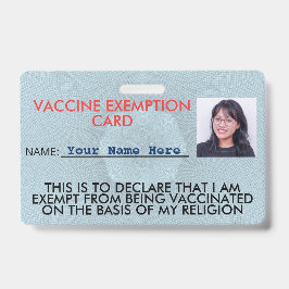 ID-kaart voor vrijstelling van religieuze vaccinat Badge