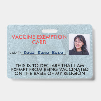 ID-kaart voor vrijstelling van religieuze vaccinat Badge