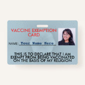 ID-kaart voor vrijstelling van religieuze vaccinat Badge (Voorkant)