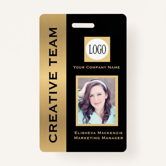 ID-kaart voor zwarte en goudcreatieve Executive-me Badge (Voorkant)