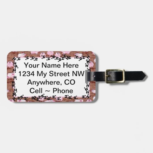 ID-labels ~ Roze Biggetjes Bagagelabel (Voorkant horizontaal)