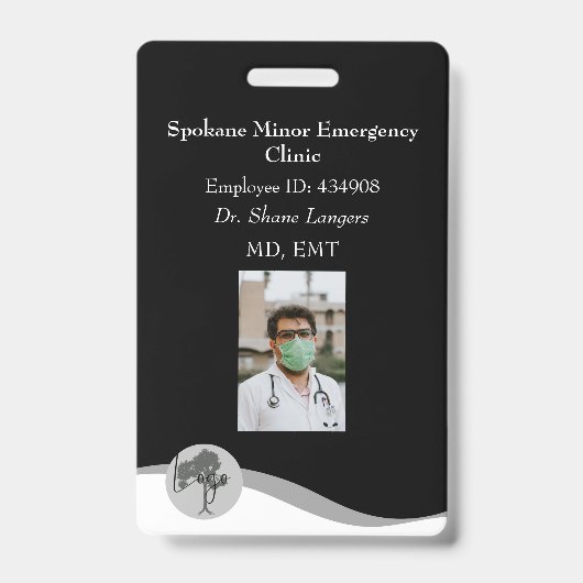ID Lanyard Badge Medical Photo Black (Voorzijde)