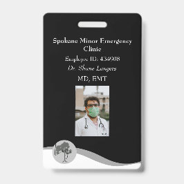 ID Lanyard Badge Medical Photo Black