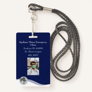 ID Lanyard Badge Medical Photo Navy