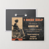 ID medisch Label voor volwassenen - Contactgegeven Button (Voorkant / Achterkant)