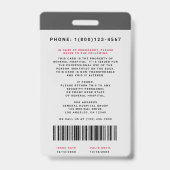ID medisch personeel + streepjescode verticaal Badge (Back)