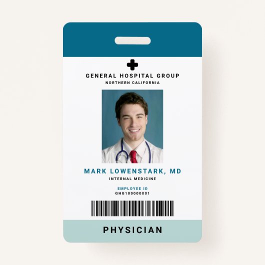 ID medisch personeel + streepjescode verticaal Badge (Voorkant)