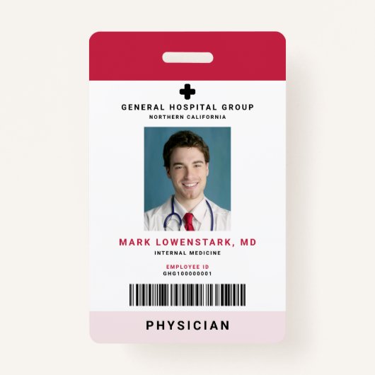 ID medisch personeel + streepjescode verticaal Badge (Voorkant)