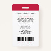 ID medisch personeel + streepjescode verticaal Badge (Achterkant)