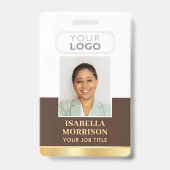 ID naam bedrijf logo bruin goud Zakelijk Badge (Voorzijde)