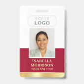 ID Naam Bedrijfslogo Rood Goud Zakelijk Badge (Voorzijde)