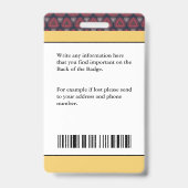 ID Naam Werknemer  Aangepaste foto Logo Bar Code Badge (Achterkant)