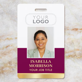 ID Naam Werknemer Bedrijfslogo Plum Goud Zakelijk Badge