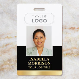 ID Naam Werknemer Bedrijfslogo Zwart Goud Zakelijk Badge