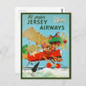 I'd Prefer Jersey Airways Vintage Poster 1937 Briefkaart (Voorkant / Achterkant)