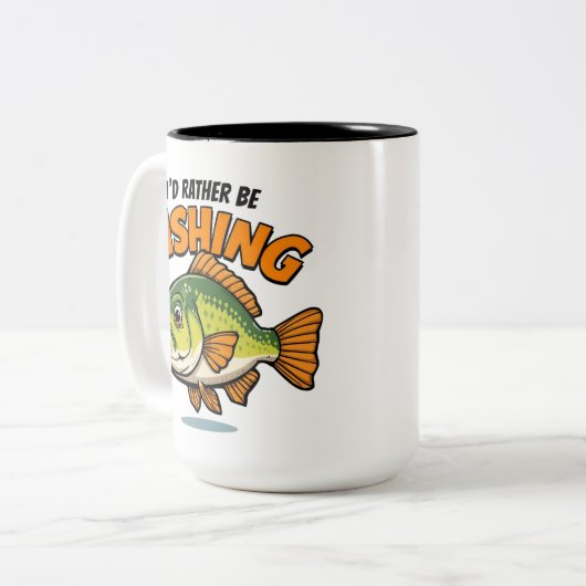 I'd Rather Be Fishing  Tweekleurige Koffiemok (Voorkant links)