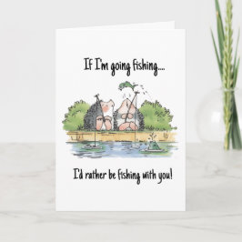 I'd Rather be Fishing with You Hedgehog Greeting  Kaart
