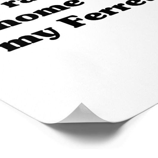 I'd Rather Be Home With My Ferret_ Funny  Poster (Hoek)