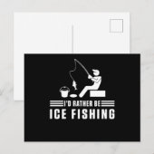 Id Rather Be Ice Fishing Rod Fisherman Fisher Gift Briefkaart (Voorkant / Achterkant)