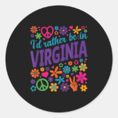 I'd Rather Be In Virginia Ronde Sticker (Voorkant)