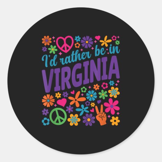 I'd Rather Be In Virginia Ronde Sticker (Voorkant)