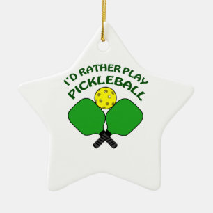 ID Rather Play Pickleball Keramisch Ornament