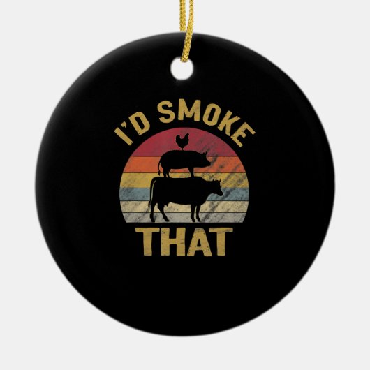 ID roken dat Funny BBQ de moker Grill Gift Keramisch Ornament (Voorkant)