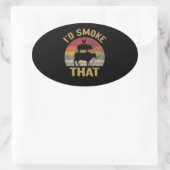 ID roken dat Funny BBQ de moker Grill Gift Ovale Sticker (Tas)