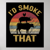 ID roken dat Funny BBQ de moker Grill Gift Poster (Voorkant)