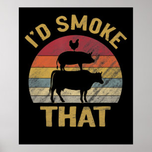 ID roken dat Funny BBQ de moker Grill Gift Poster