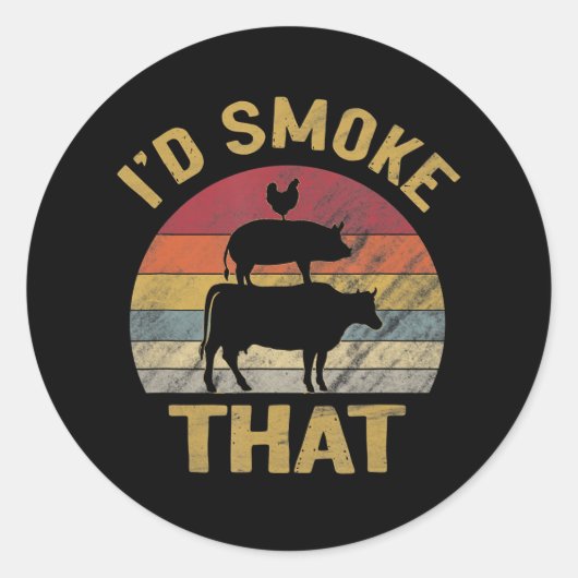 ID roken dat Funny BBQ de moker Grill Gift Ronde Sticker (Voorkant)