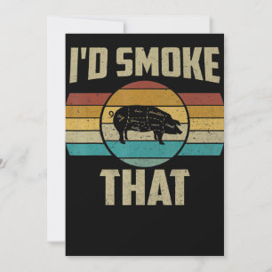 ID roken dat Funny Retro BBQ varkensvlees Grill Gi Feestdagenkaart