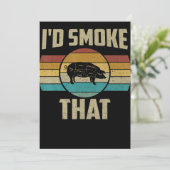 ID roken dat Funny Retro BBQ varkensvlees Grill Gi Feestdagenkaart (Staand voorkant)