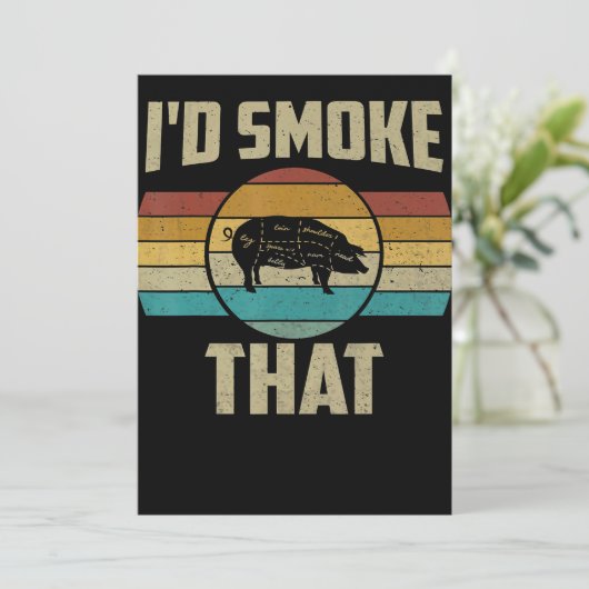 ID roken dat Funny Retro BBQ varkensvlees Grill Gi Feestdagenkaart (Staand voorkant)