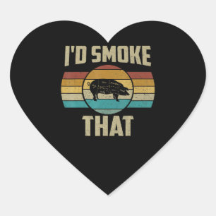 ID roken dat Funny Retro BBQ varkensvlees Grill Gi Hart Sticker
